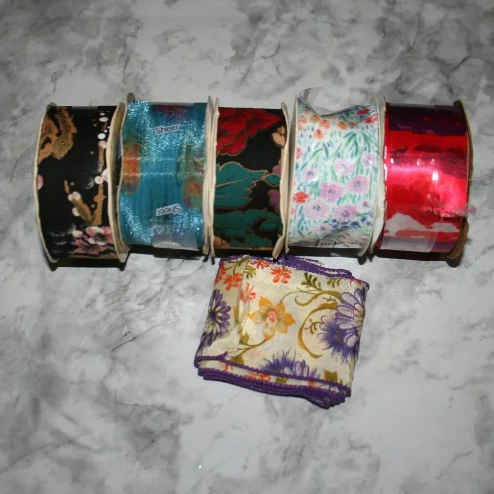 RIBBON #1440 - Fabric Floral Tie Dye Printed Patterns - 6